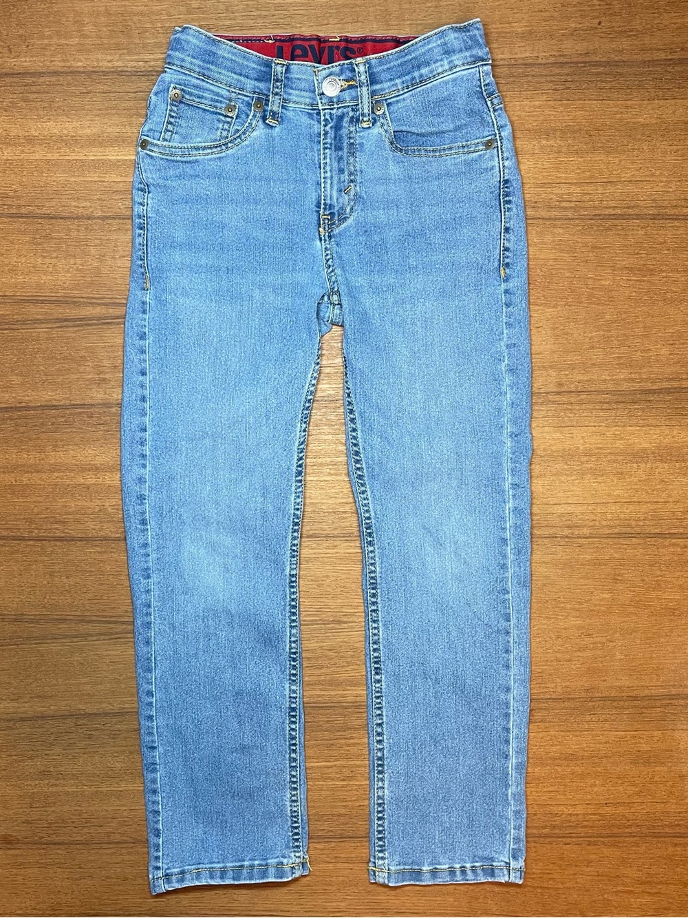 Levi's 514 Boys Size 8 Reg Straight Leg Stretch Denim Jeans Light Wash Like New